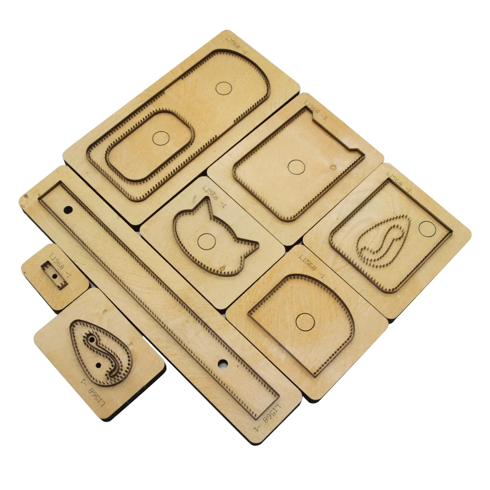 Дерево высечки кожа Японский стальной клинок правило мобильный телефон сумка с