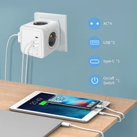 sopend multiple electric power strip european plug with usbswitchusb c socket powercube 3680w smart outlets extension adapter