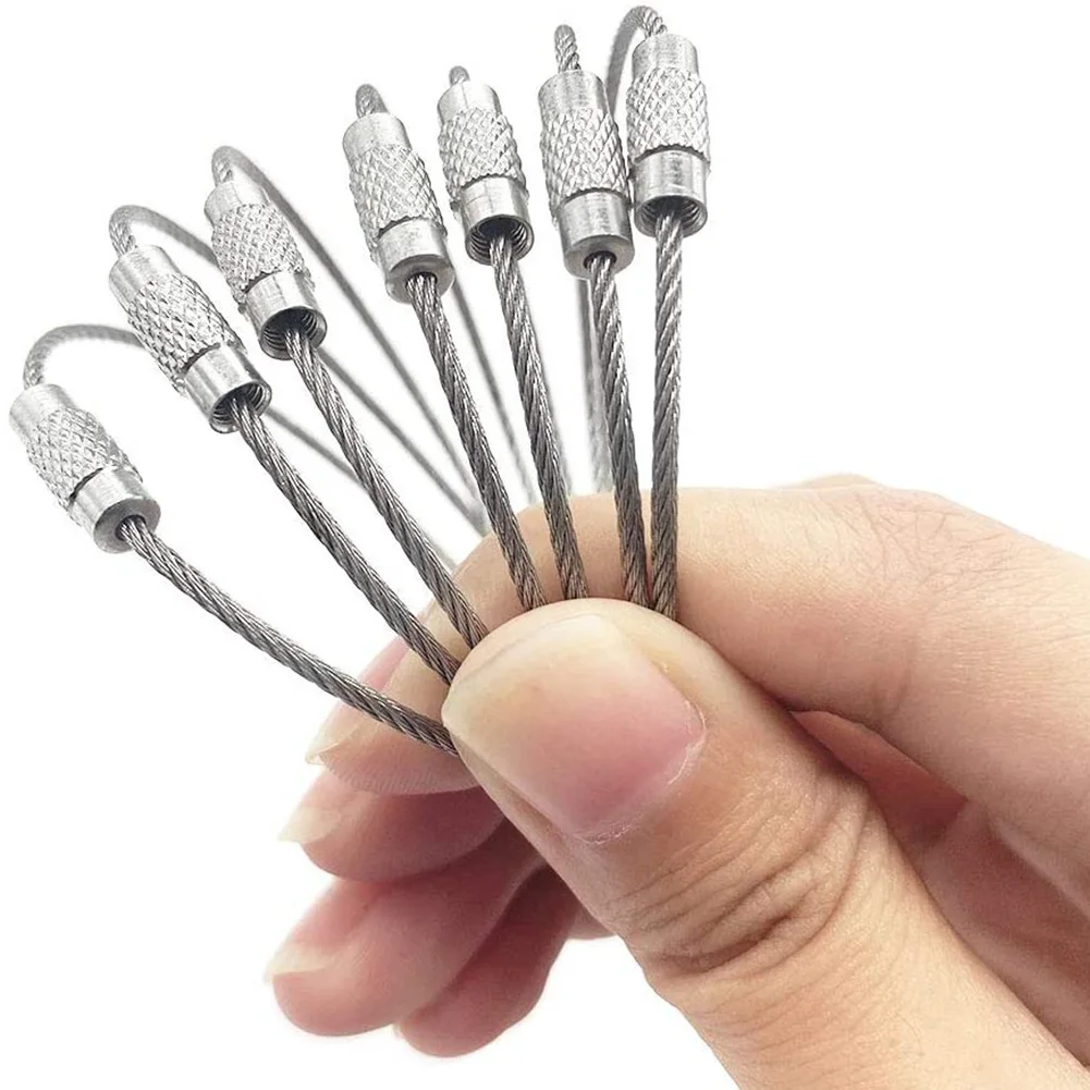 

Wire Keyrings Cable Keychains Stainless Steel Metal Key Holder Carabiner Outdoor Tools For Luggage Tags Loop 10PCS Wire Keyrings