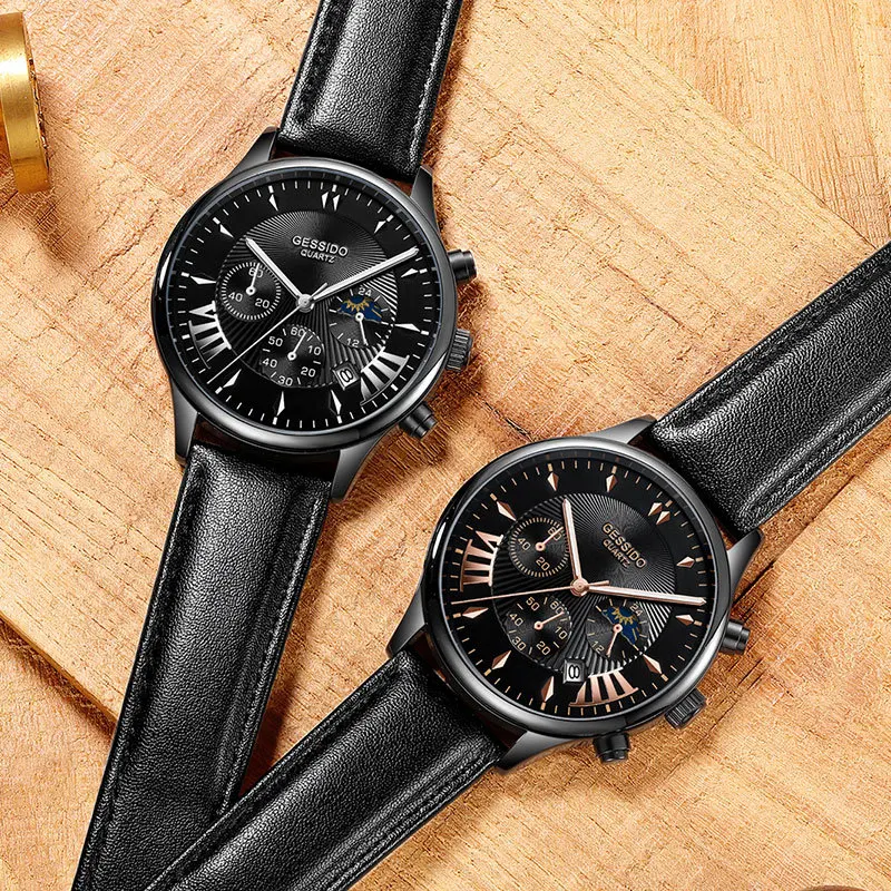 Хронограф мужские часы спортивные водонепроницаемые светящиеся звезды