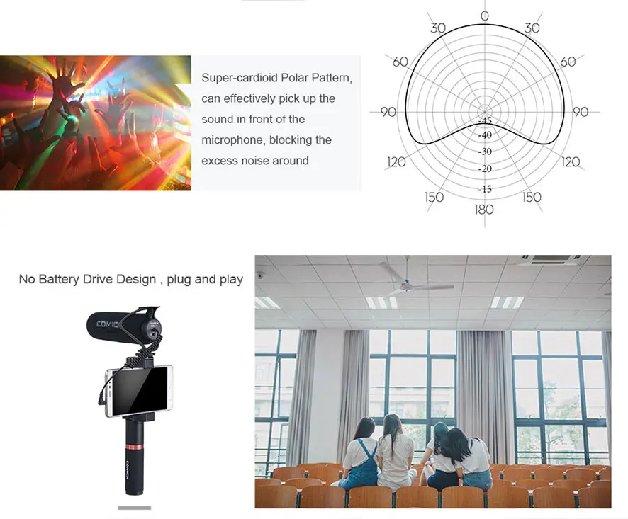 Comica CVM-V30 LITE видео микрофон конденсатор загорается Запись для Canon Nikon Fuji DSLR камера