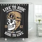 Мотоциклетный шлем с черепом, крыльями, татуировкой, патч, Байкерская занавеска для душа, водонепроницаемая Полиэстеровая ткань