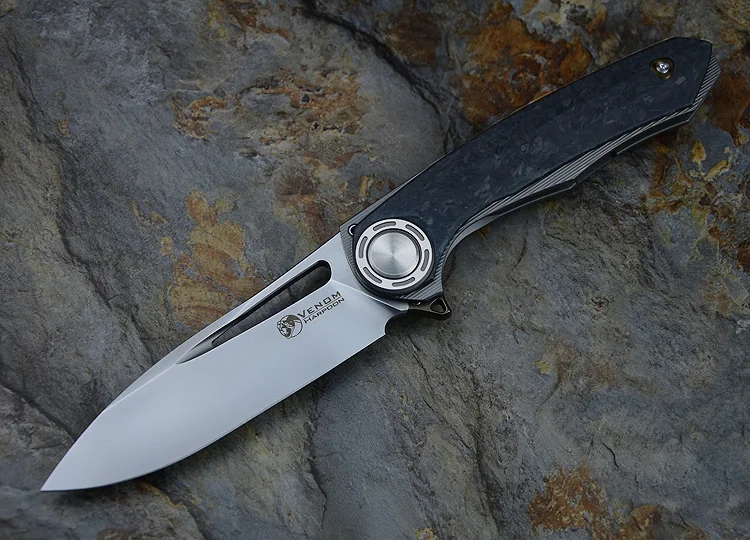 Cloud carbon fiber Складной нож-гарпун VENOM M390, лезвие из титана, для кемпинга, охоты, выживания, карманный кухонный нож для фруктов, инструмент для повседневного использования, ножи - Цвет: Cloud carbon fiber