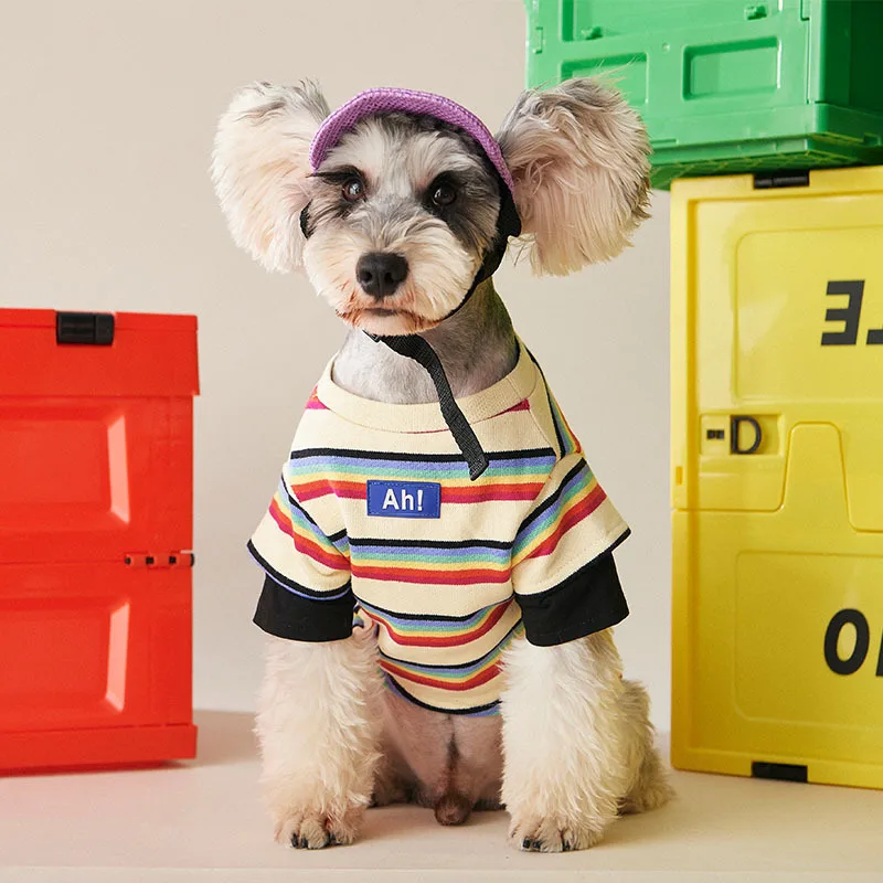 

Спортивная милая мягкая одежда для маленьких собак, хлопковые полоски, удобные весенние толстовки для собак, костюмы для йоркширского терьера, шнауцера