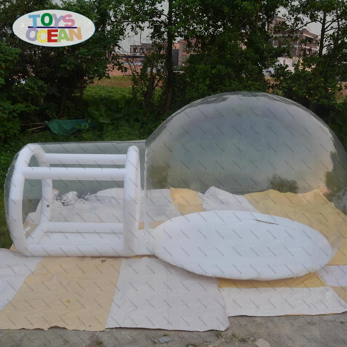 Надувная палатка с прозрачным куполом для кемпинга/прозрачная пузырьками |