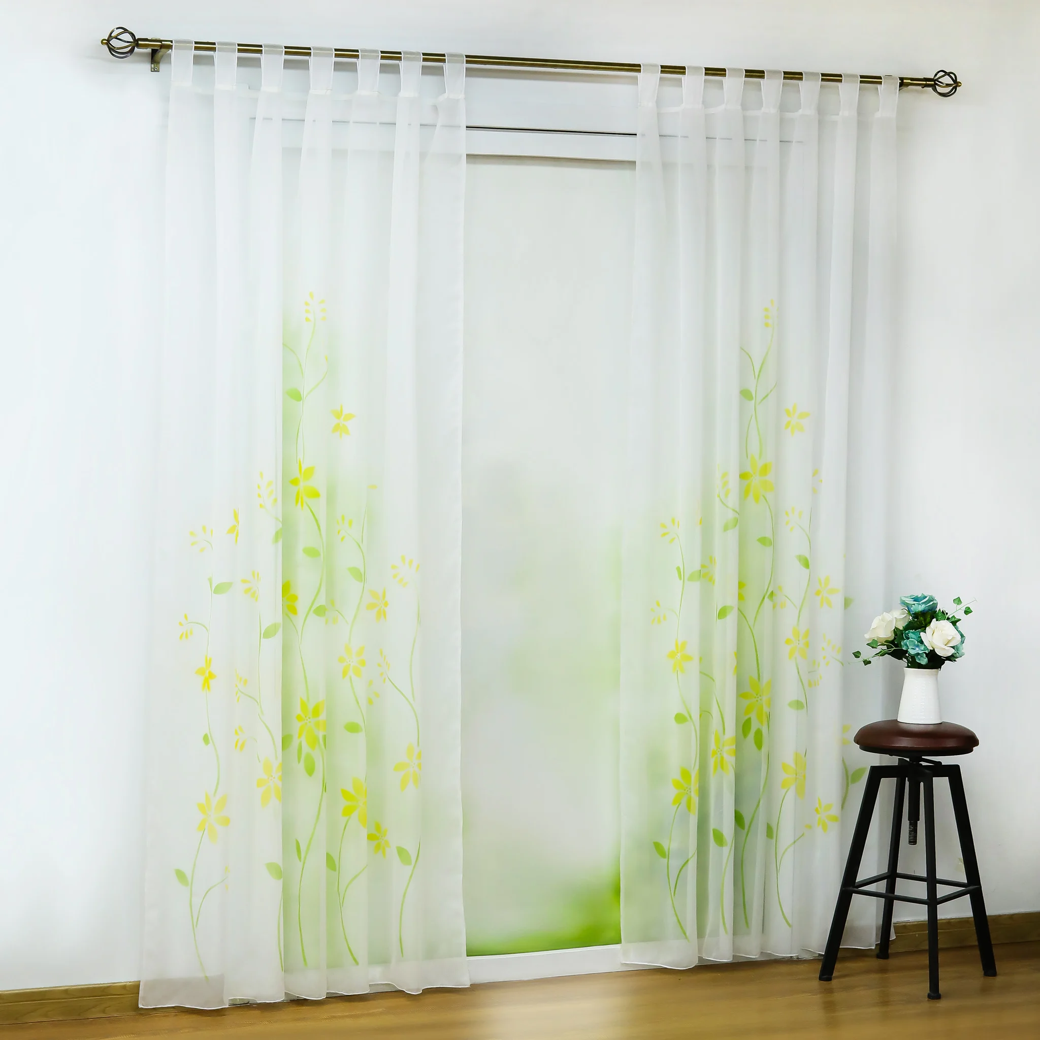 Занавески на окна красивые шторы ручной работы с цветочным принтом высокое