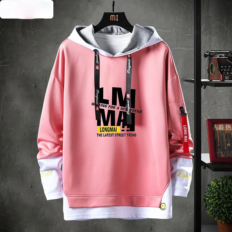 

Cool Patchwork Sweatshirt Men Hip Hop Hoodies Long Sleeve Pullover Male Contrast Color Streetwear Hoodies Men Brand Tops