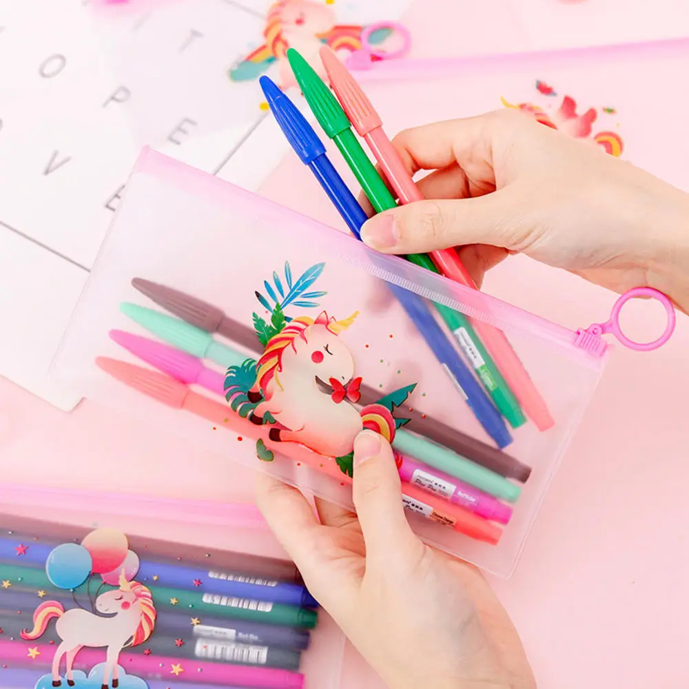 С принтом сердечки для маленькой девочки Красочные Единорог карандаш с сумочкой
