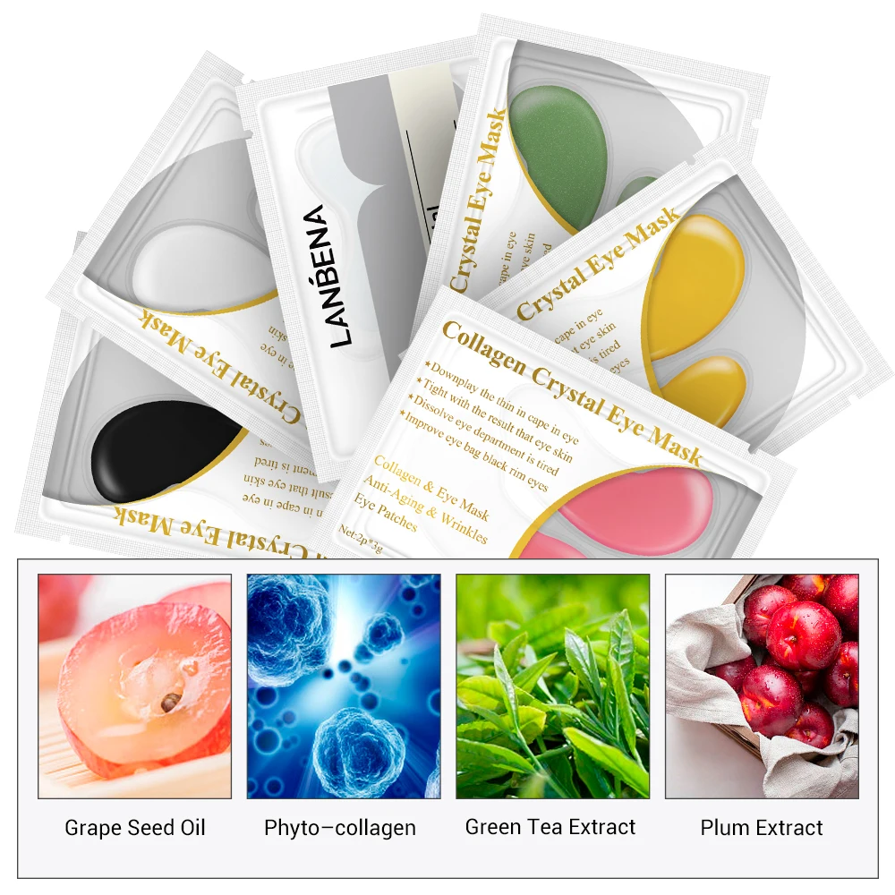 

LANBENA Collagen Eye Mask Skin Care 24K Gold MilkAgeless Anti AgingRemovePuffyEyesDarkCircle Moisturizing 6 Style10pairEye Care
