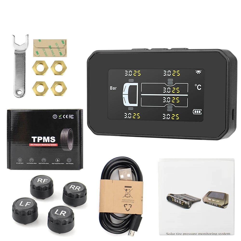 Parking Sensor Kit Universal Truck TPMS With 4 External Sensors Tire Pressure Monitor Solar Charging Monitor TMPS Tyre Pressure Sensor garage parking sensor