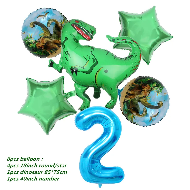 6pcs ballon 6 и 5 шт. большой динозавр фольги шарики, День подарков будущей матери день рождения Юрского мира украшения воздушный шар в форме животного дети подарок Globos - Цвет: 6pcs ballon
