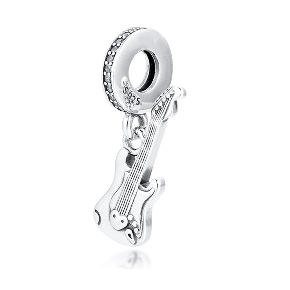 QANDOCCI 925 стерлингового серебра электрическая гитара болтаются Шарм Бусины