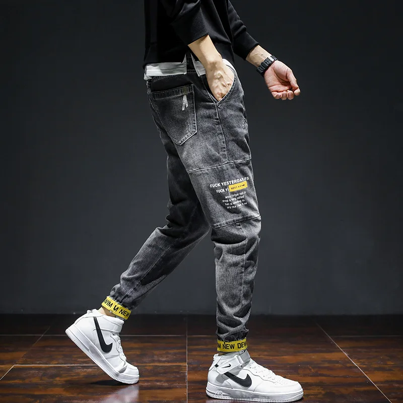

Denim Jeans men's loose 2021 autumn brand tooling pants Korean casual feet Harlan teenager cowboy pencil trousers men