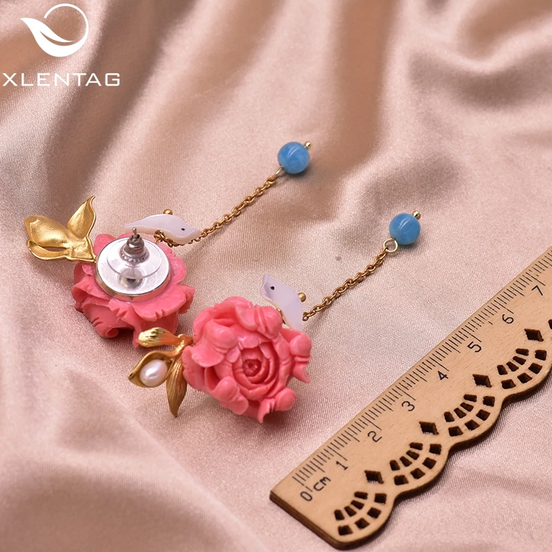 Женские серьги капли XlentAg из стерлингового серебра 925 пробы с натуральным синим