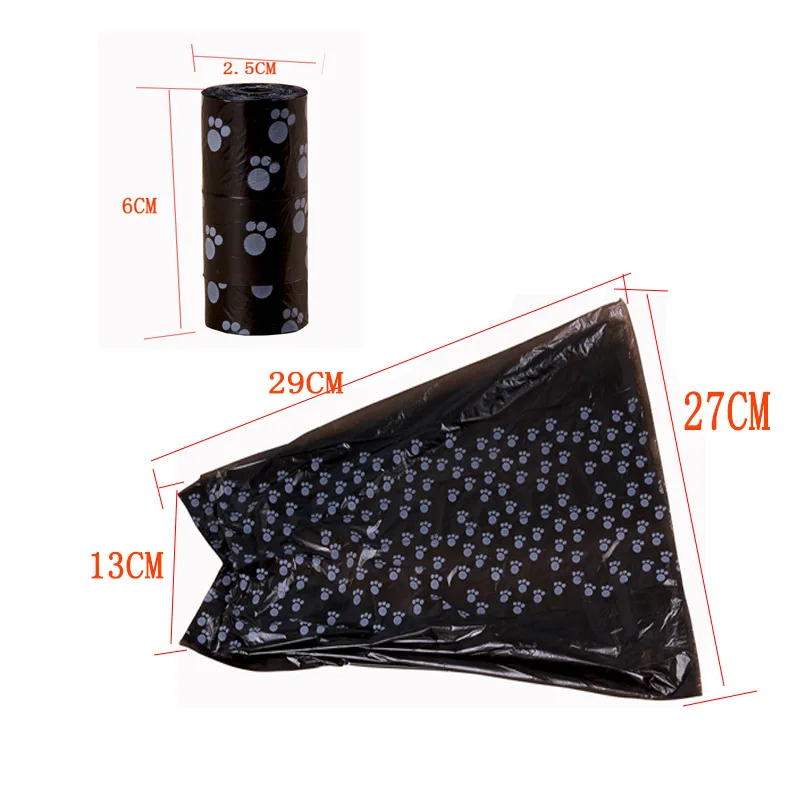 

5 Rolls Biodegradable Pet Dog Poop Bag Zero Waste Dog Pooper Bags Paw Doggy Litter Poop Bag Dispenser Pets Products For Dogs