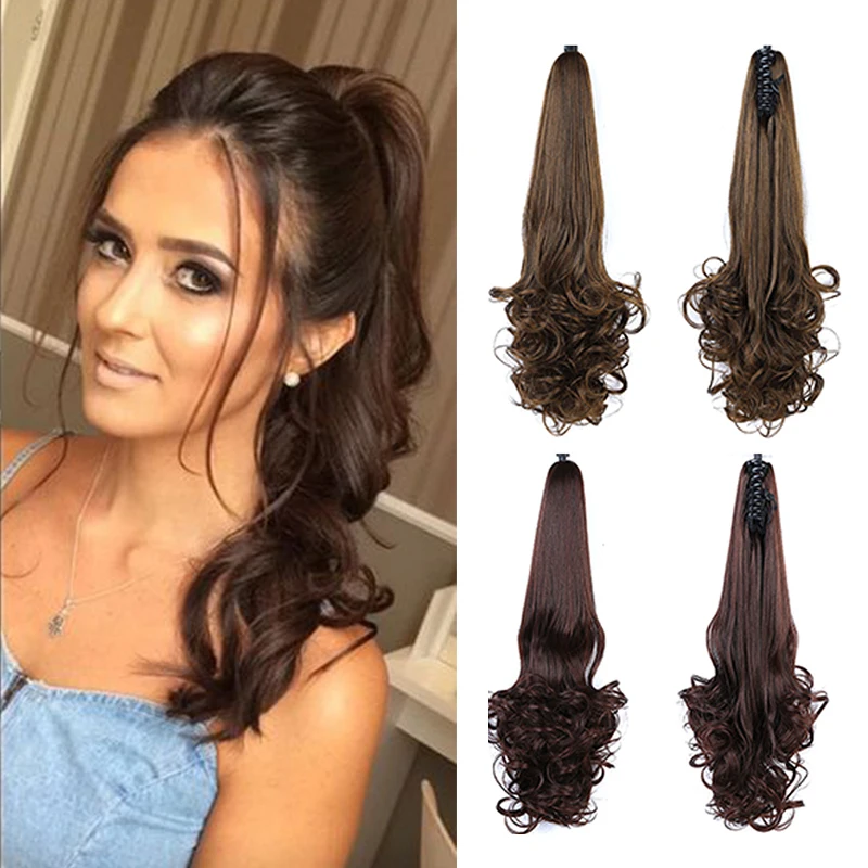 LUPU 24 дюйма женские длинные кудрявые конский хвост синтетические поддельные