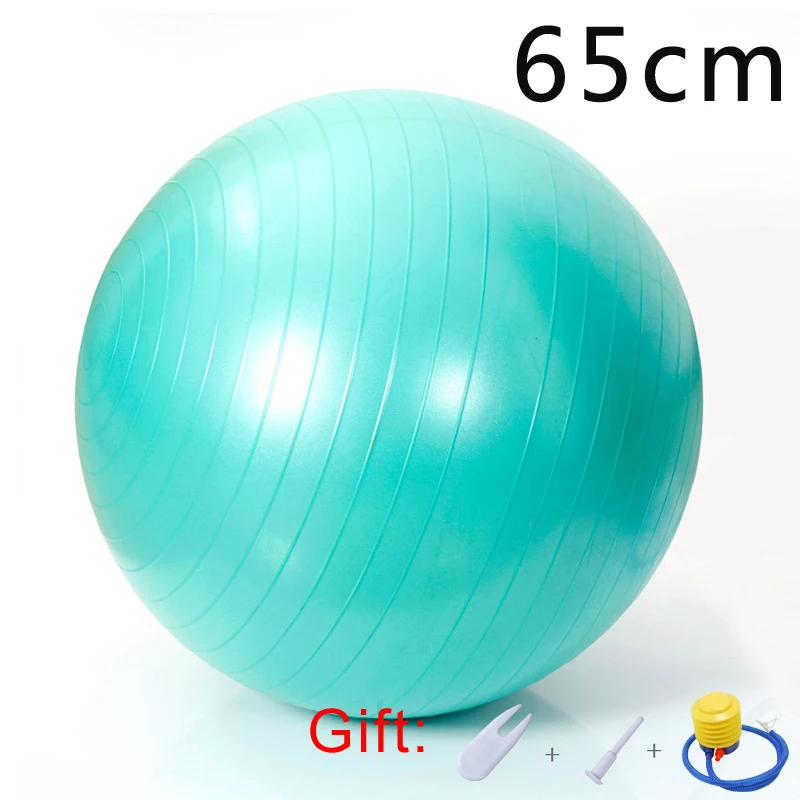 Water Blue 65cm Спортивные мячи для йоги Пилатес фитнес спортзал фитбол для баланса упражнения тренировки Массажный мяч нескользящий скраб мячи для йоги Бесплатный насос-взрыв - Цвет: Water Blue 65cm