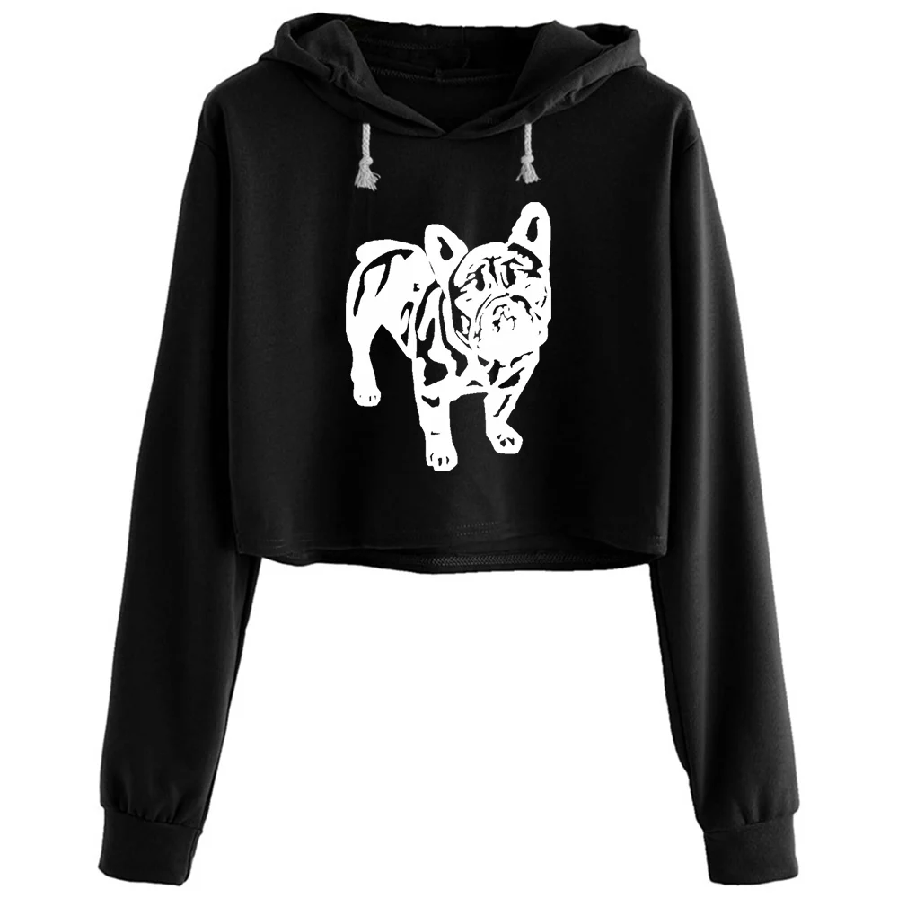 

Кроп-худи с французским бульдогом для женщин Y2k Kawaii Goth Grunge пуловер для девочек