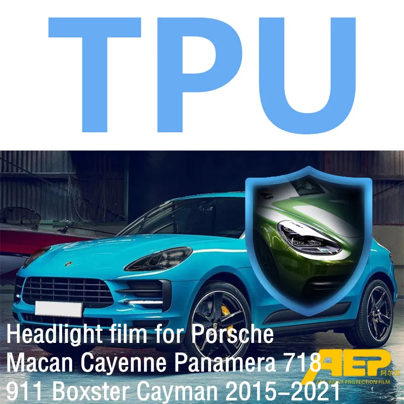 Черная наклейка на фары автомобиля AEP из ТПУ пленка против царапин для Porsche Macan
