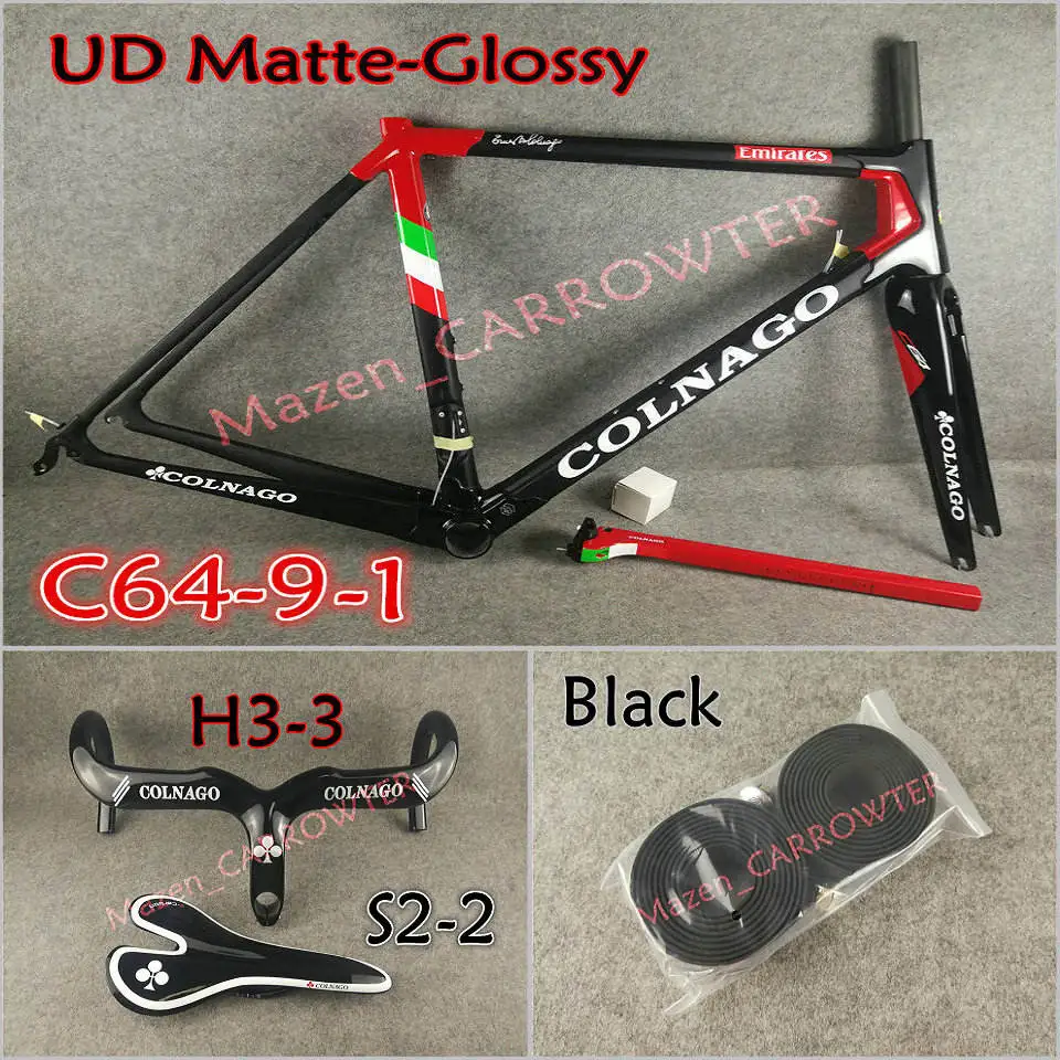 Package 3 T1100 UD Team Emirates Colnago C64 карбоновая рама+ руль+ седло+ клетки для бутылок+ 50 мм карбоновый комплект колес Novatec A271 ступицы - Цвет: Package 3
