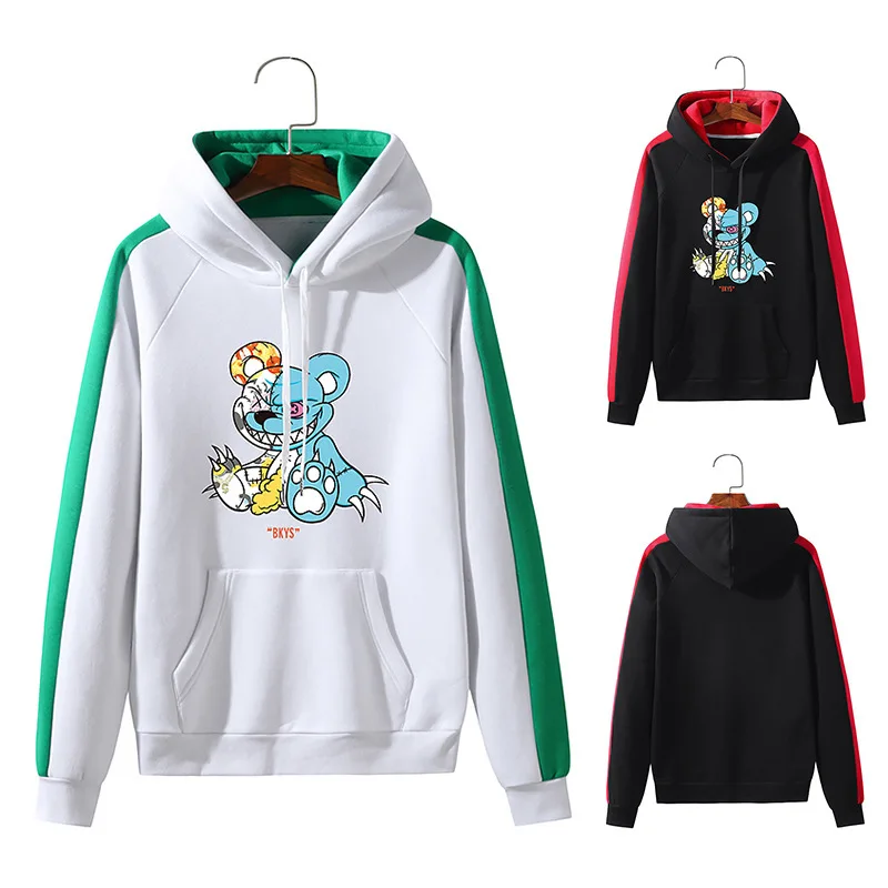 

2021 Autumn Winter Men Hooded Sweatshirts Fashion Violent Bear Print Hoodie