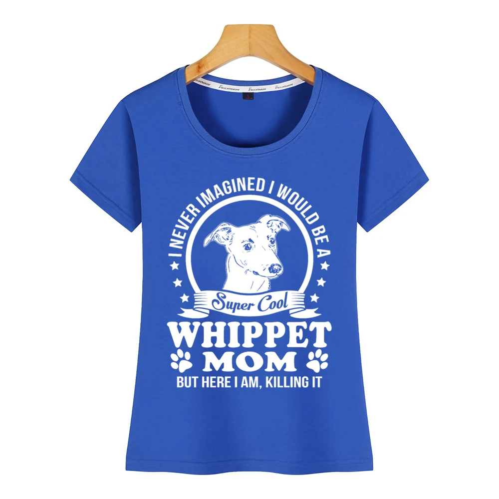 Blue Женская футболка с надписями Whippet Kawaii на заказ - Цвет: Blue