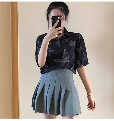 

Повседневная Свободная рубашка с принтом, женские рубашки Ulzzang, японская кавайная Дамская винтажная Женская милая одежда в Корейском стиле ...