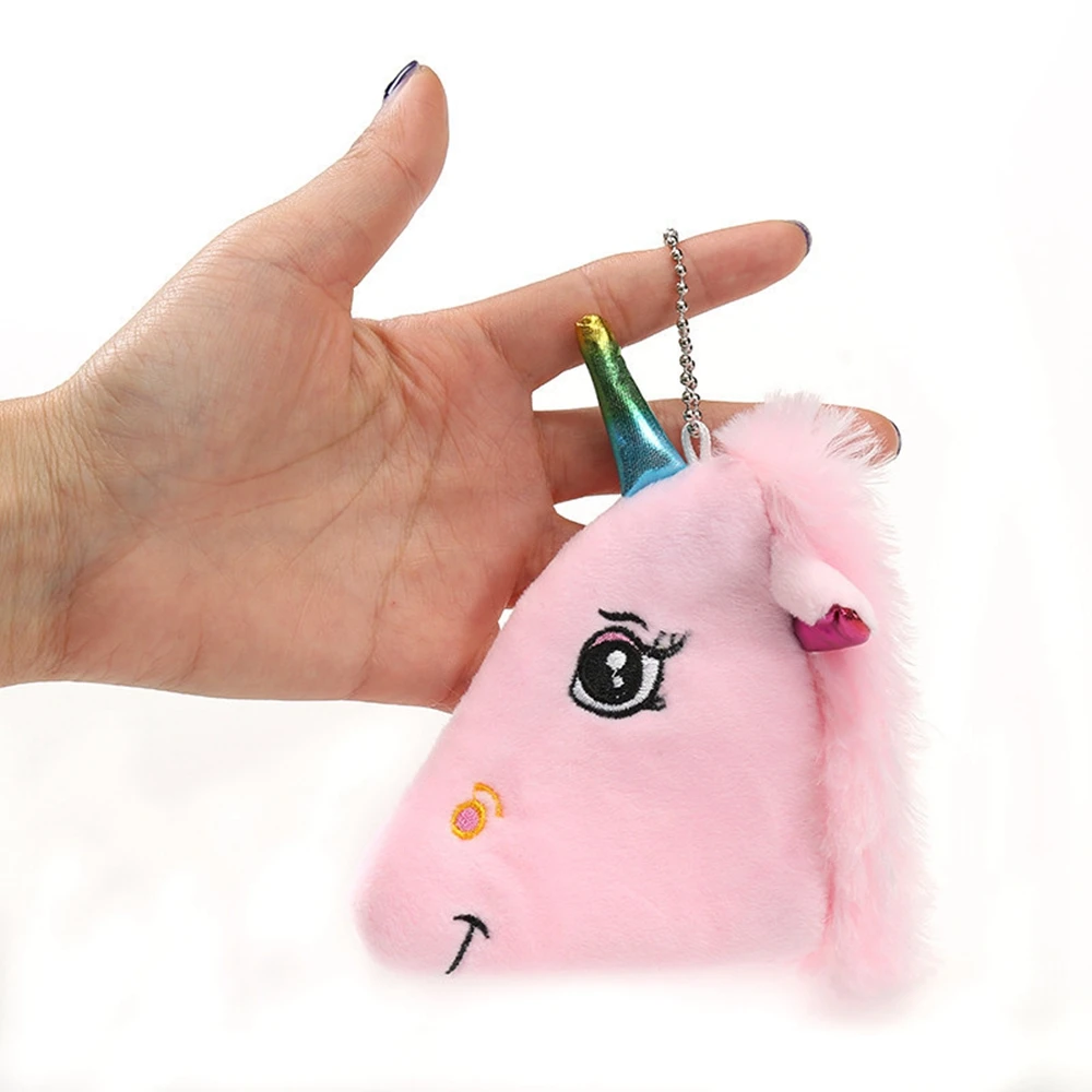 

Cartoon Plush Unicorn Coin Purse Cute Cat Fur Circle Wallet Girl Clutch Embroidered Bag Key Earphone Organizer Pouch Kids Gift