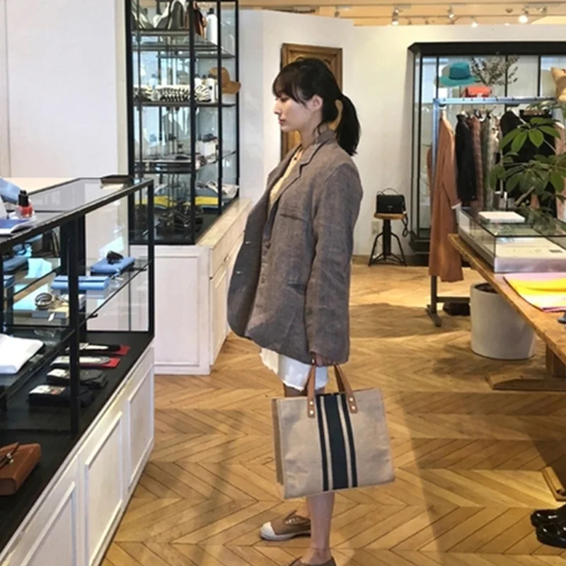 Женские пляжные сумки Caker большие повседневные в полоску лето 2019 | Багаж и