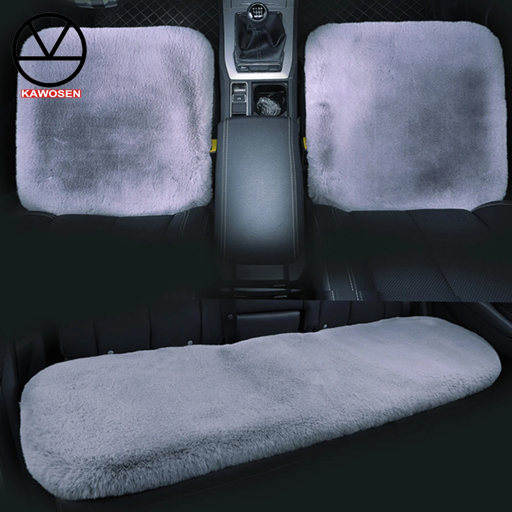 

KAWOSEN 3PCS/Set Faux Rabbit Fur Car Seat Cover, Cute Car Interior Accessorie Car Cushion Cover Styling,Plush Seat Covers FFSC03