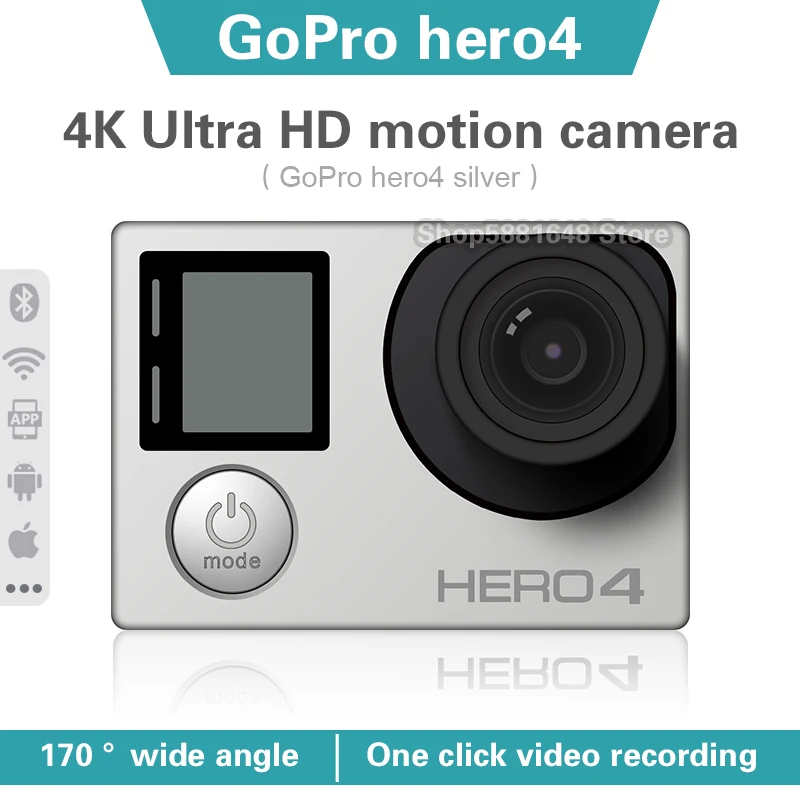 Gopro hero 4 silver 4k Ultra HD Водонепроницаемая Экшн-камера с подключением по Wi-Fi камера