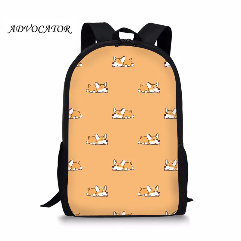 New Large Schoolbag Cute Corgi Printed Waterproof Bagpack Primary School Book Bags for Teenage Girls Kids Mochilas Escolar