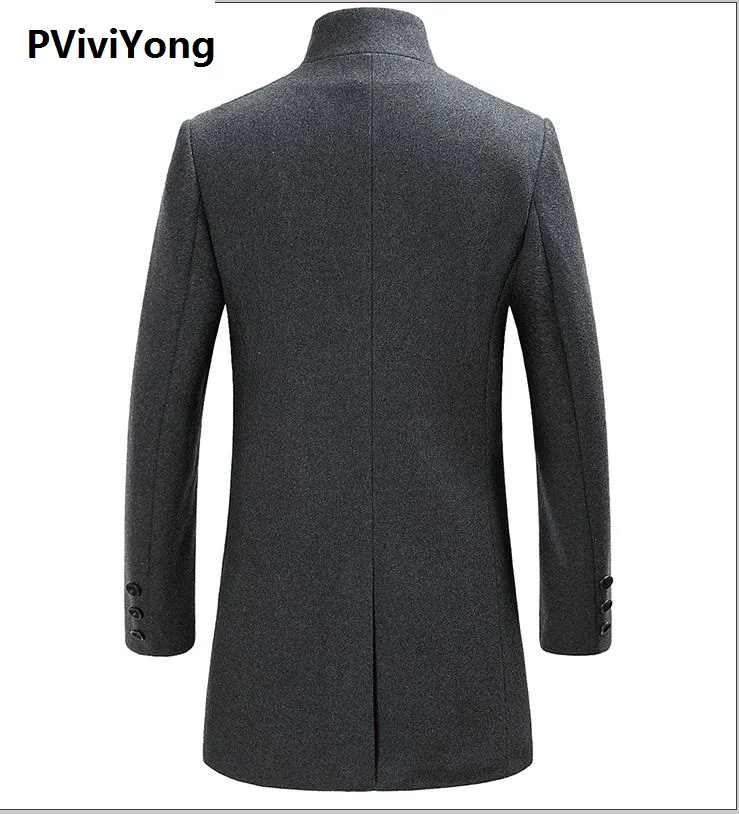 PViviYong Новое поступление; сезон осень-зима; высокое качество, голубой цвет шерстяной плащ для мужчин, мужские шерсти уплотненные Детские Куртки плюс-размер M-3XL 8515