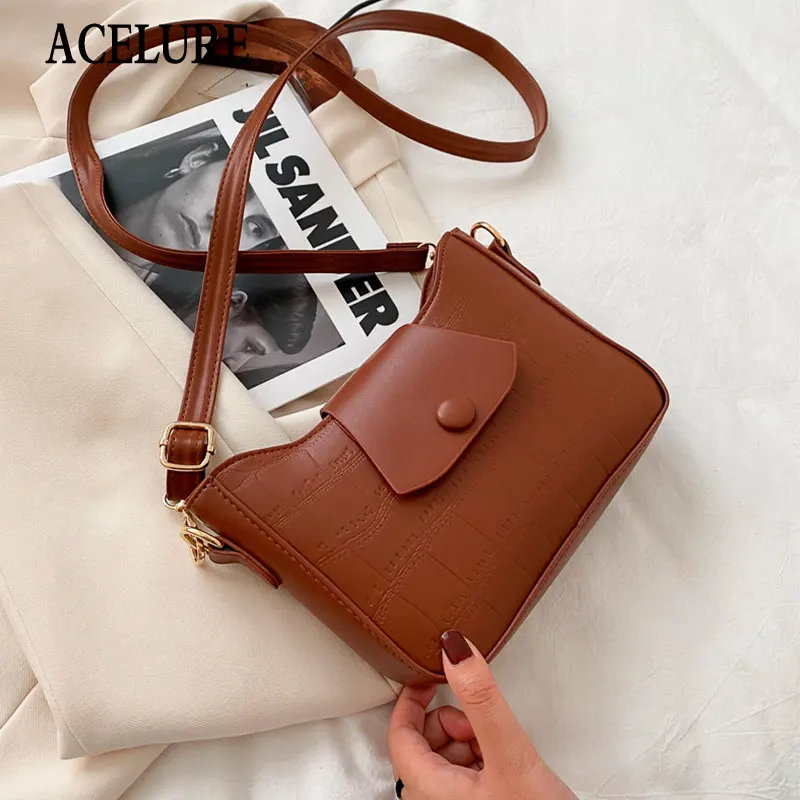 

ACELURE All-match Fashion Shoulder Crossbody Bags for Women Simple Style Solid PU Leather Messenger Bags Ladies Shopping Bag