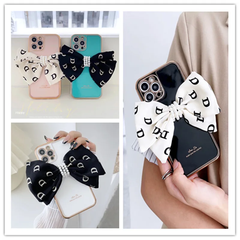 

Jewelled 3D Big Bow Knot Protective Cover Phone Case For iPhone 13 12 11 Pro XS MAX XR X SE 2 2020 8 7 Plus Anti-fall Soft Shell