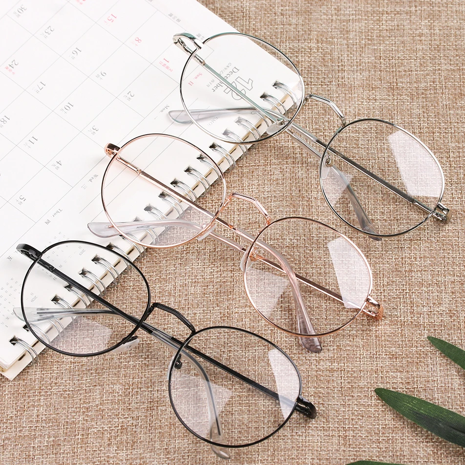1 шт. Модный круглый металлический оправа Очки для чтения унисекс сверхлегкие без
