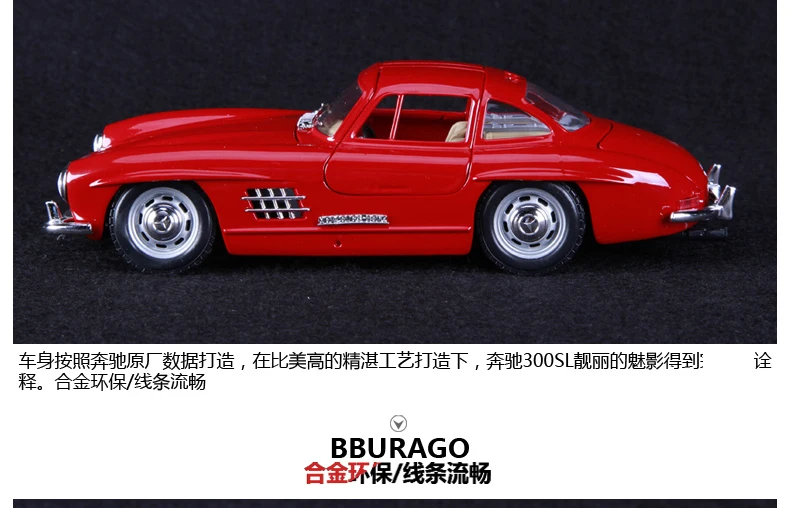 Bburago 1:24 Mercedes 300SL классический автомобиль сплав модель автомобиля Моделирование Украшение автомобиля коллекция Подарочная игрушка