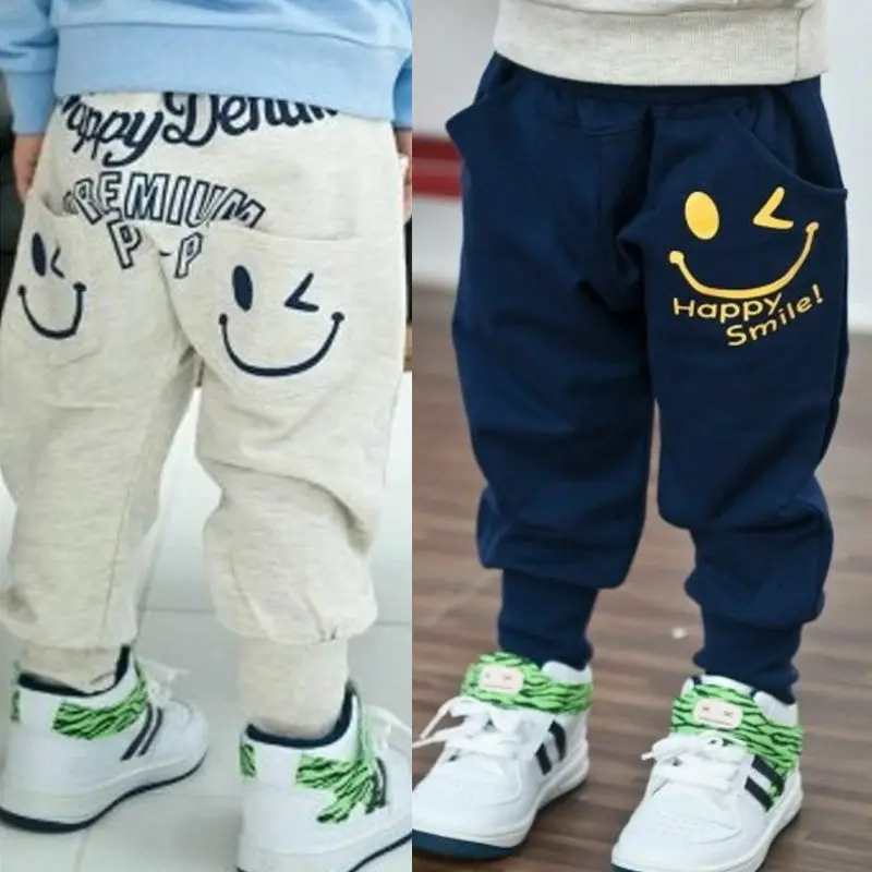 

Kids Smile Pocket Harem Pants Cute Boys Girls Hip Hop Loose Trousers Children Sportwear Slacks Autumn Winter Long Sweatpants