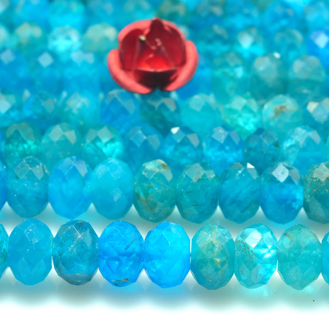 Бусины Из Натурального драгоценного камня Apatite 4x6 мм круглый граненый для серебра 925 пробы ювелирные изделия