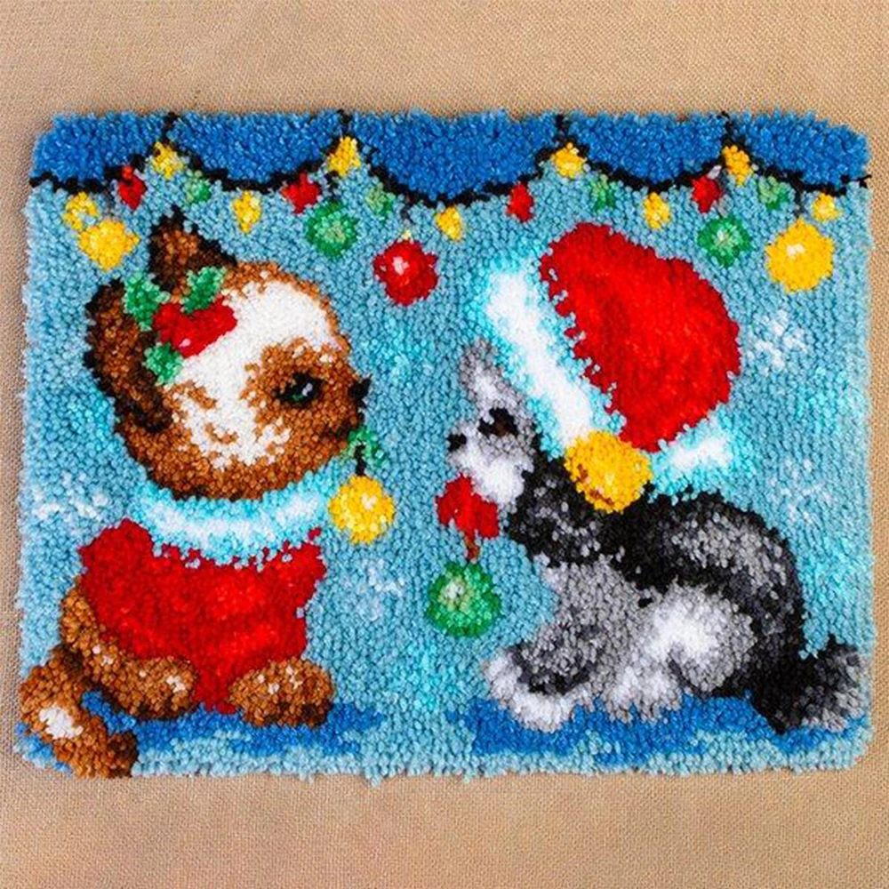

Latch Hook Craft Kit, 24'' X 30'' Tapestry Kits Latch Hook Rug Kits Carpet Embroidery Needlework DIY Rugs Hook Rug Cartoon Puppy