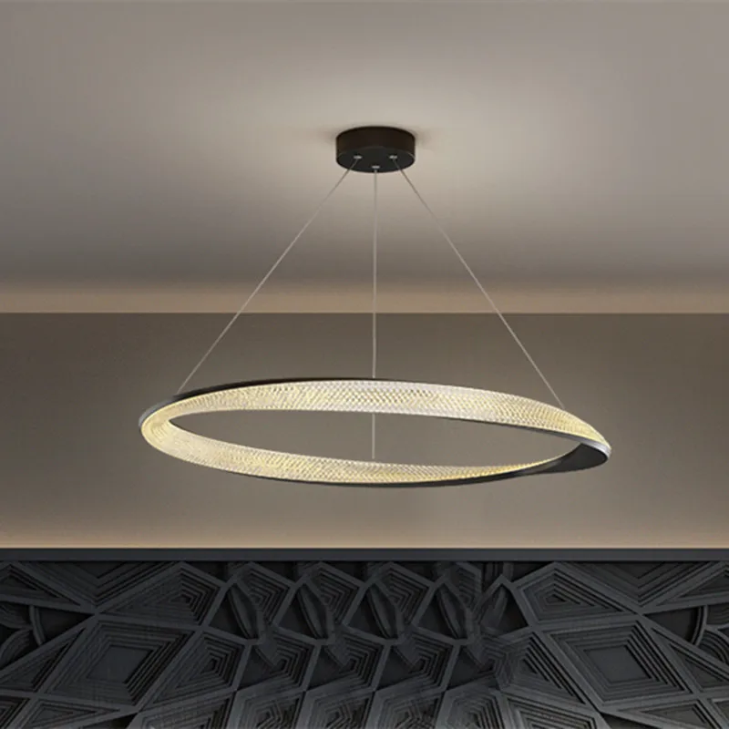 

Modern minimalist chandelier for Living Room Bedroom chrome chandelier Kitchen Loft Office Black Circle Indoor hall light