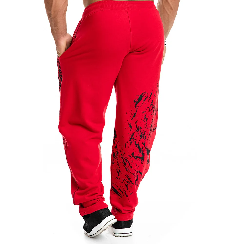 Хлопковые Штаны для бега с принтом мужские спортивные штаны занятий фитнесом