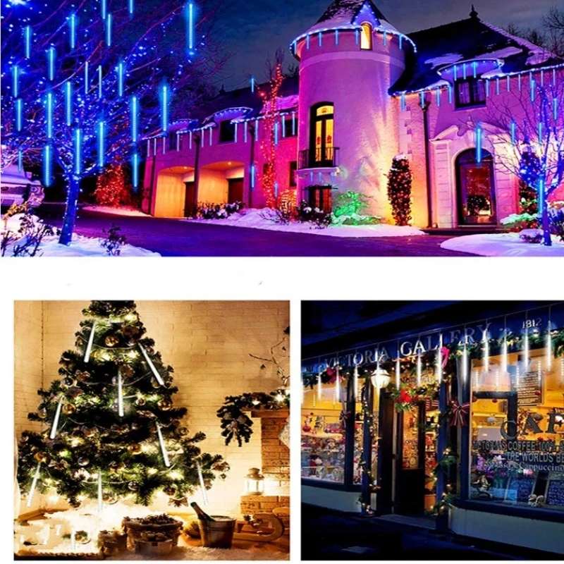 

Falling Rain Lights 30cm 8 Tubes, Meteor Shower Lights, Strip Fairy Lights, Christmas Lights for Holiday Outdoor Home Eave Tree.