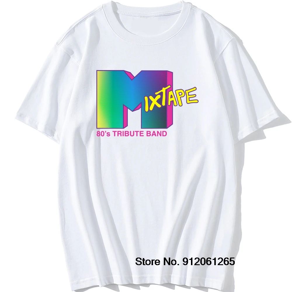 

Футболка MTV 80's Tribute Band Mixtape в стиле ретро, мужские футболки с возвратом назад в стиле рок, хип-хоп, ТВ-шоу, хлопковые забавные крутые Модные топ...