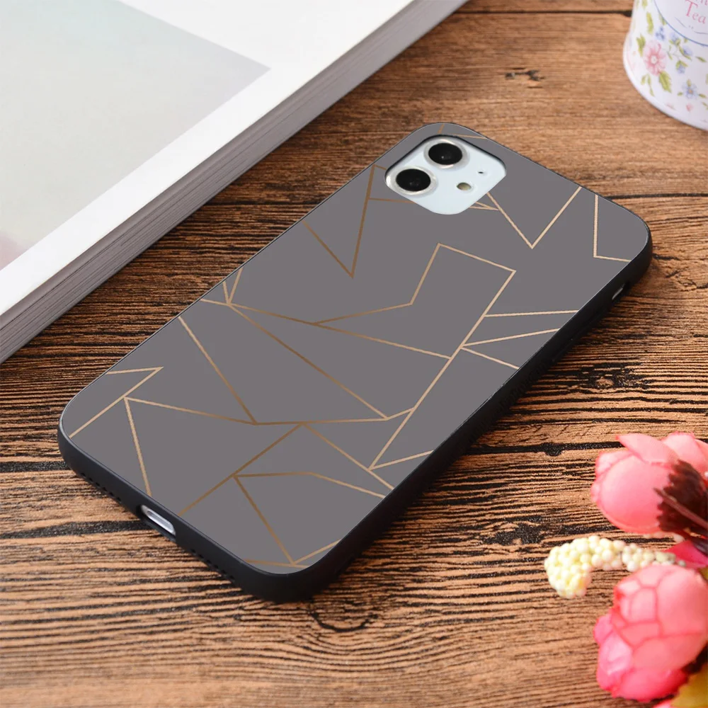 

For iPhone Elegant rose gold geometric pattern Soft TPU border Apple iPhone Case