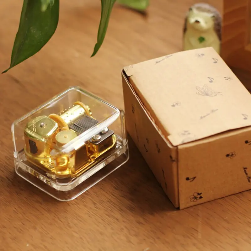 

Lovely Music Box DIY Craft Vintage Musical Gold Hand Castle In The Sky Happy Birthday