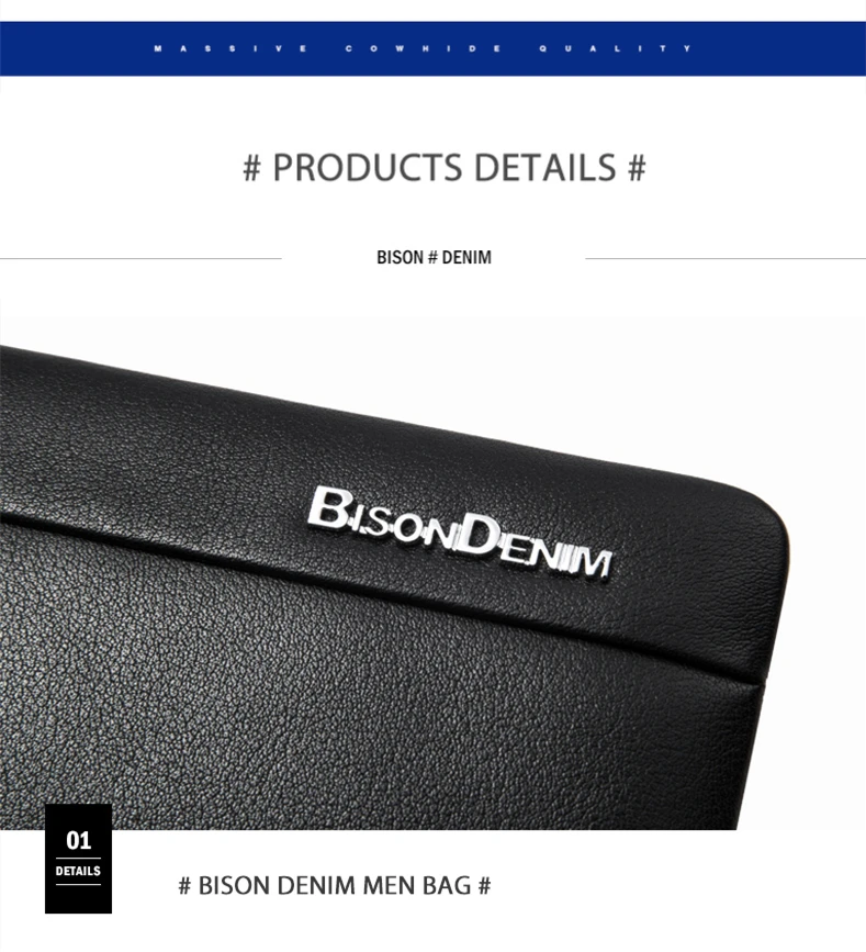 BISON DENIM мужской кошелек с карманом для монет, Длинный кошелек на двойной молнии, деловой клатч из натуральной кожи, сумочка из воловьей кожи, Мужская N8008-2