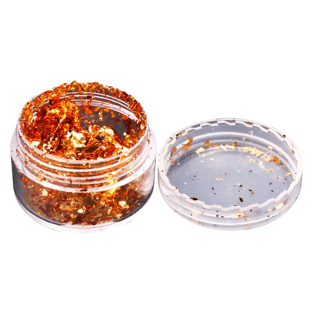 Имитация золота Фольга хлопья лист цвета розовое золото для лака ногтей