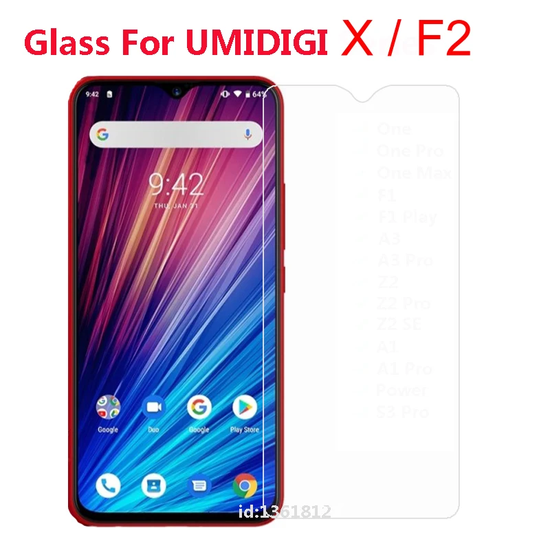Закаленное стекло для защиты экрана UmidigiX 9H Hard 2.5D Взрывозащищенная защитная