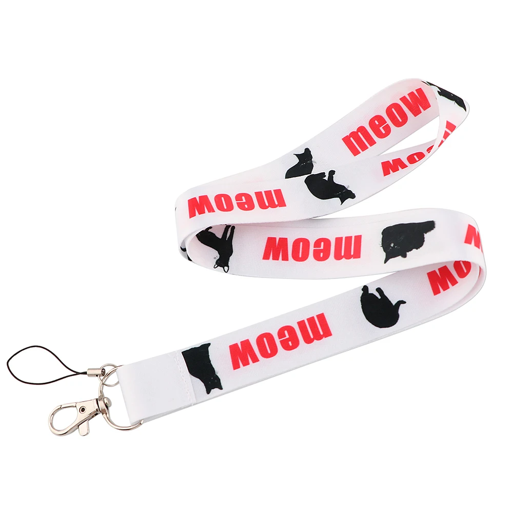 

CB970 Black Cat Cute Lanyard for Key Camera Whistle ID Badge Holder Cell Phone Neck Strap Hanging Rope Gift Mobile Phone Straps